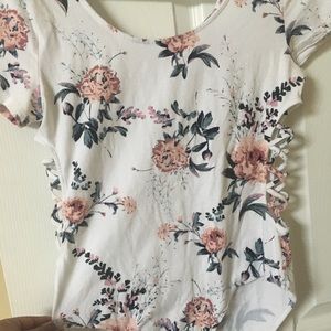 Floral Lattice-Detail Bodysuit